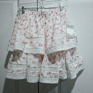 Tuckernuck - L - Women's Hyacinth House Light Pink White Floral Mini Layla Skirt